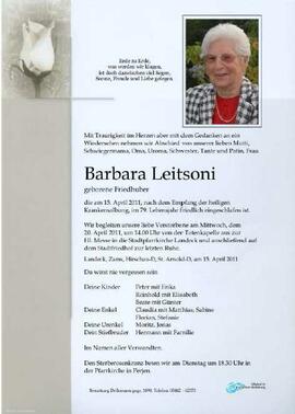 Sterbebild Leitsoni Barbara