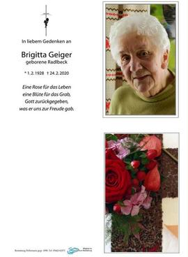Sterbebild Geiger Brigitta