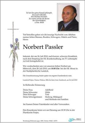 Sterbebild Passler Norbert