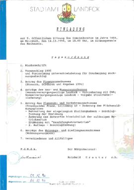 Gemeinderatsprotokoll 9/94