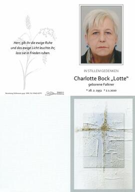 Sterbebild Bock Charlotte "Lotte"