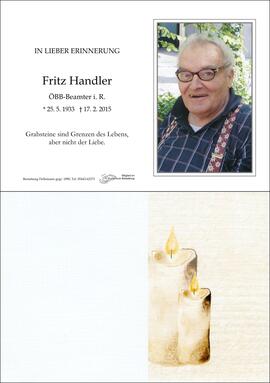 Sterbebild Hander Fritz