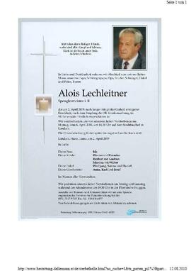 Sterbebild Lechleitner Alois