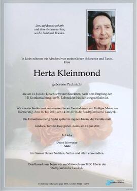 Sterbebild Kleinmond Herta