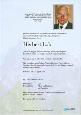 Sterbebild Lob Herbert
