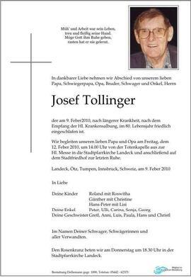 Sterbebild Tollinger Josef