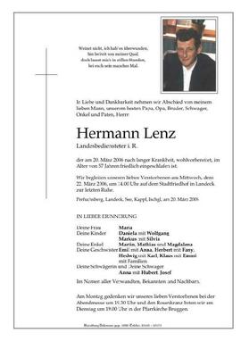 Sterbebild Lenz Hermann