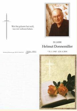 Sterbebild Donnmiller Helmut
