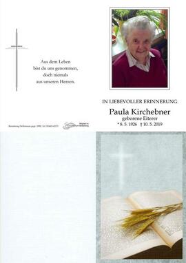 Sterbebild Kirchebner Paula