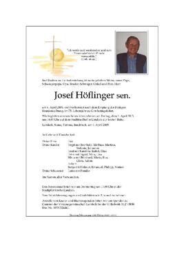 Sterbebild Höflinger Josef sen.