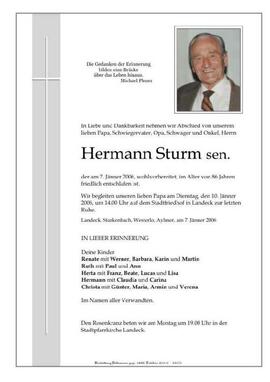 Sterbebild Sturm Hermann sen.