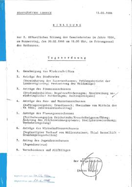 Gemeinderatsprotokoll 2/86