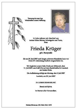 Sterbebild Krüger Frieda