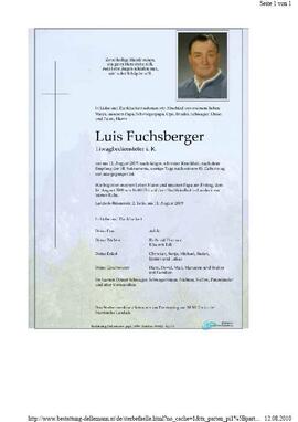 Sterbebild Fuchsberger Luis