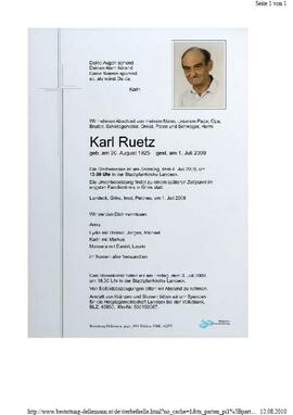 Sterbebild Ruetz Karl