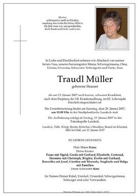 Sterbebild Müller Traudl