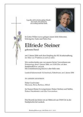 Sterbebild Steiner Elfriede