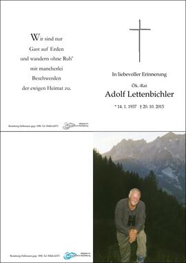 Sterbebild Lettenbichler Adolf