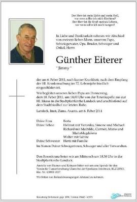 Sterbebild Eiterer Günther