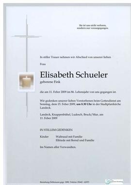 Sterbebild Schueler Elisabeth
