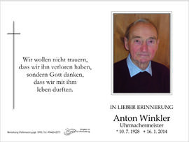 Sterbebild Winkler Anton