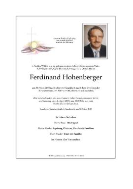 Sterbebild Hohenberger Ferdinand