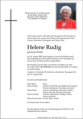 Sterbebild Rudig Helene