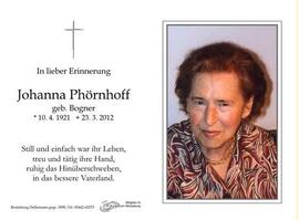 Sterbebild Phörnhoff Johanna