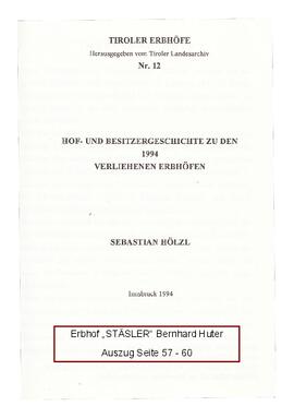 Erbhof &quot;Stäsler&quot; Bernhard Huter 1994