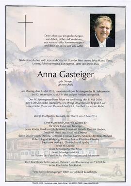 Gasteiger Anna geb. Strasser