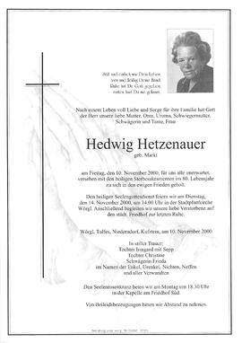 Hetzenauer Hedwig geb. Markl G