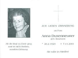 Duxenneuner Anna geb. Baumann G