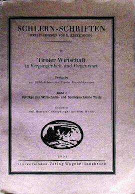 Schlern Schriften Tiroler Wirtschaft Band 1