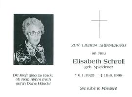 Schroll Elisabeth geb. Spieldener