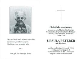 Peterer Ursula geb. Hirzinger