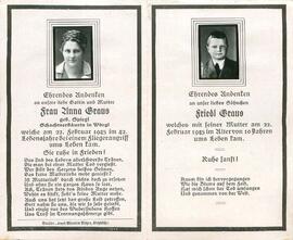 Graus Anna geb. Spiegl und Friedl Schachtner