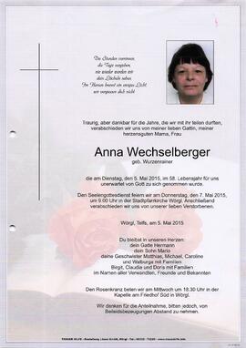 Wechselberger Anna geb. Wurzenrainer
