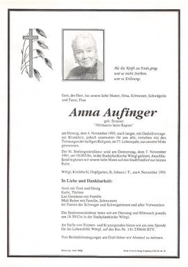 Aufinger Anna geb. Strasser G