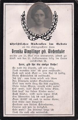 Wimpissinger Veronika geb. Wiechenthaler