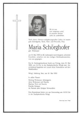 Schörghofer Maria geb. Widmoser G