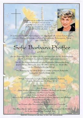 Pfeiffer  Barbara Sofie geb. Rainer G