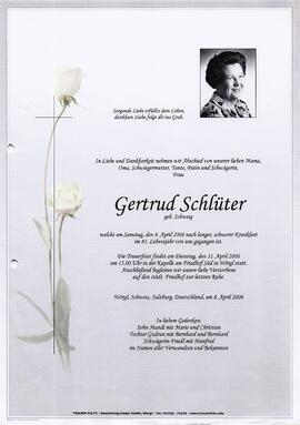 Schlüter Gertrud geb. Schweig G