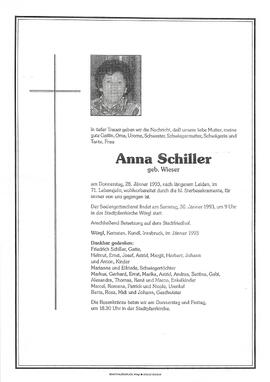 Schiller Anna geb. Wieser G