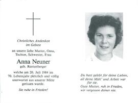 Neuner Anna geb. Rentenberger