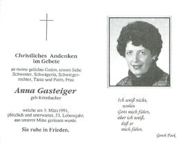 Gasteiger Anna geb. Krimbacher