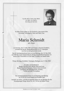 Schmidt Maria geb. ringler