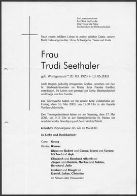Seethaler Trudi geb. Wohlgenannt G