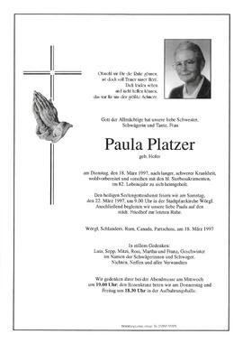 Platzer Paula geb. Hofer G
