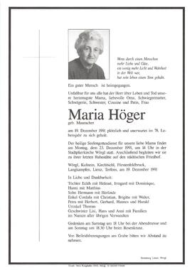 Höger Maria geb. Mauracher G