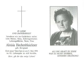 Hechenblaickner Aloisia geb. Sevignani